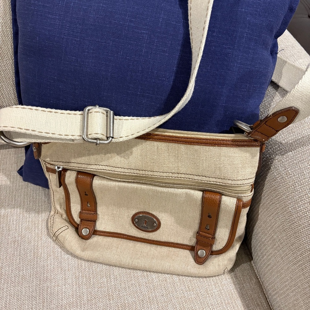 Fossil Linen Crossbody Bag